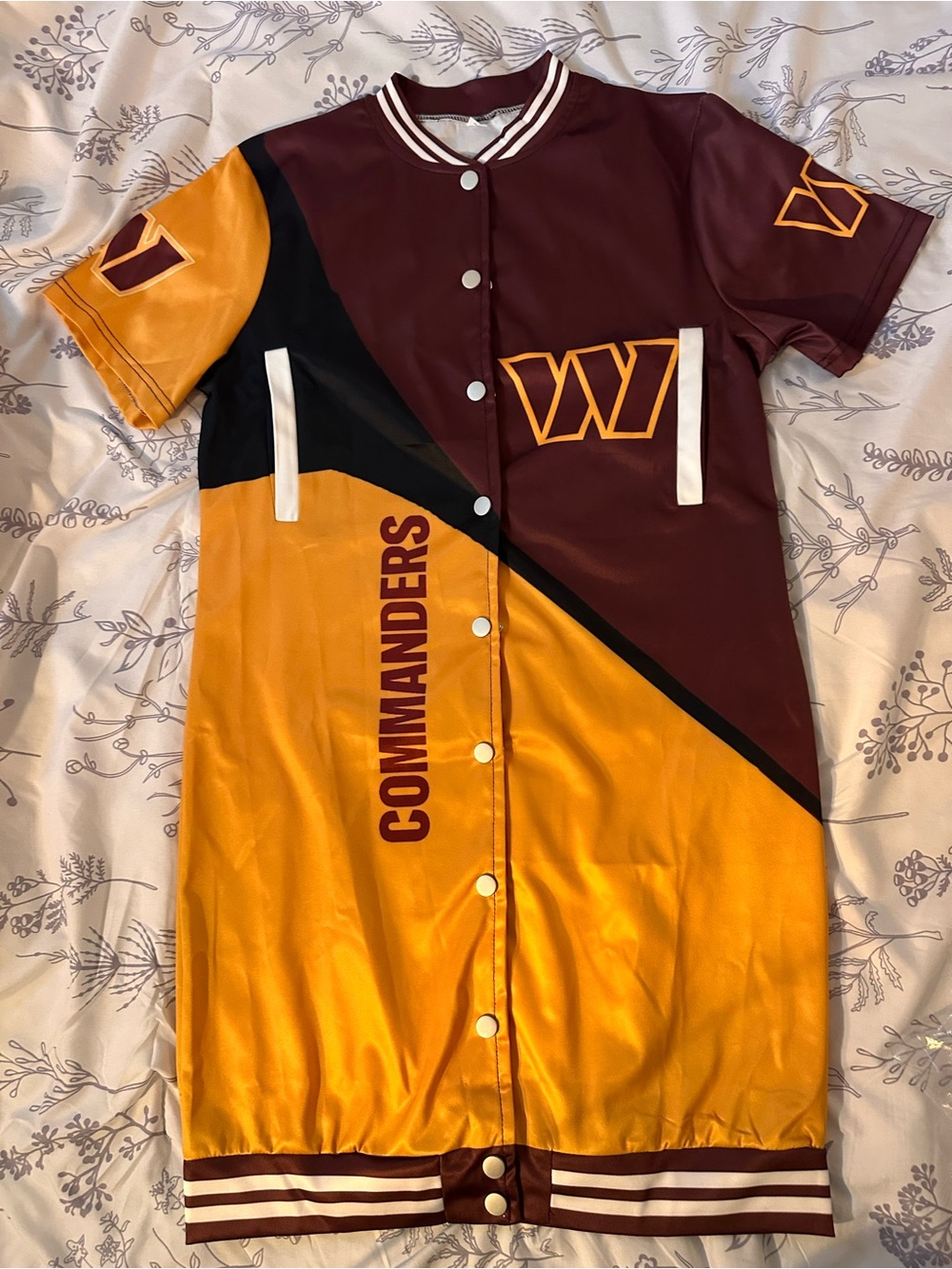 Washington Commanders Varsity Jersey Dress Burgundy Gold Black Size Small